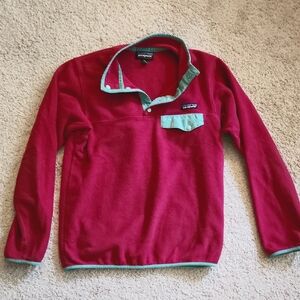 Patagonia Red and Green Snap-T Fleece Pullover